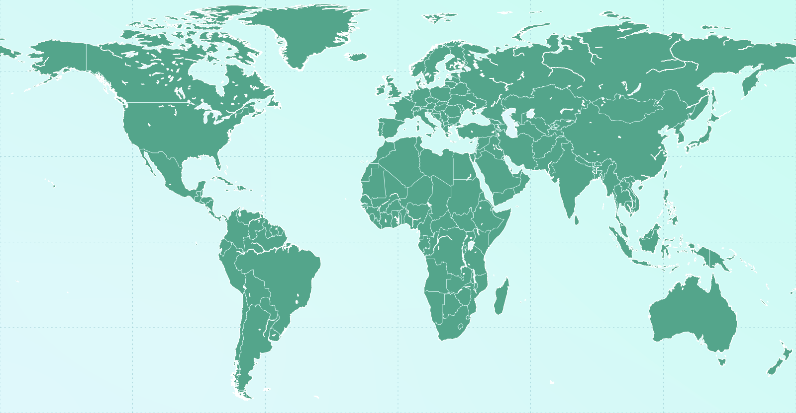 Accurate world map with destination markers